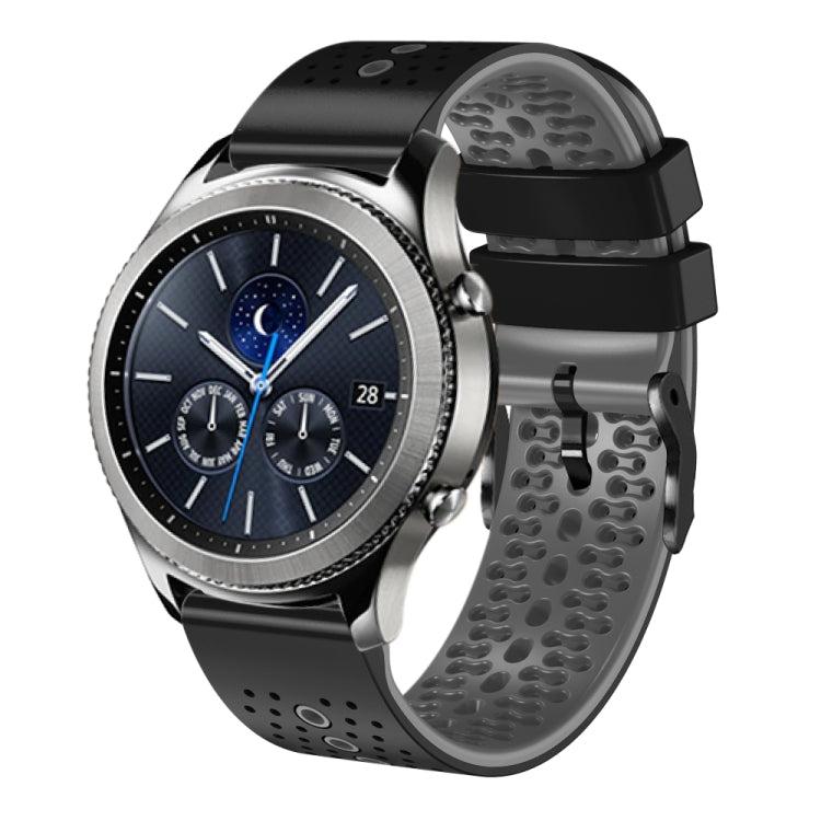 22mm Perforated Two-Color Silicone Watch Band, For Samsung Gear S3 Classic, For Samsung Gear S3 Frontier