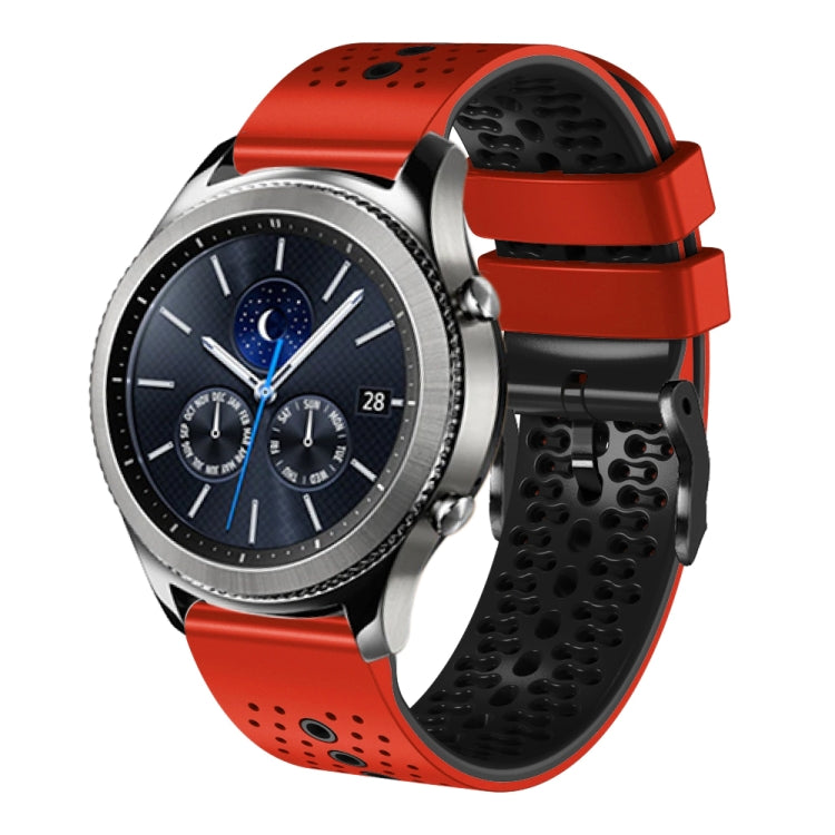 22mm Perforated Two-Color Silicone Watch Band, For Samsung Gear S3 Classic, For Samsung Gear S3 Frontier