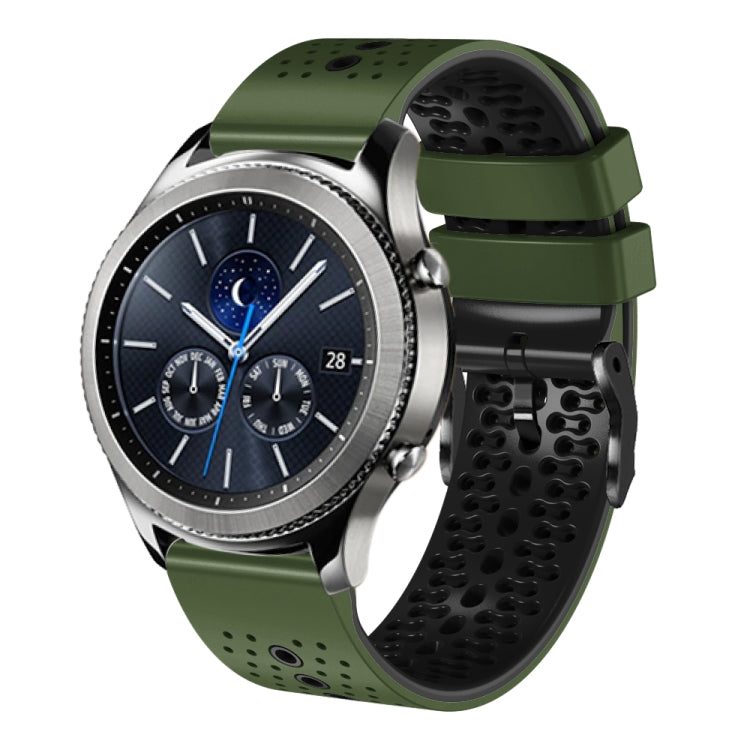 22mm Perforated Two-Color Silicone Watch Band, For Samsung Gear S3 Classic, For Samsung Gear S3 Frontier