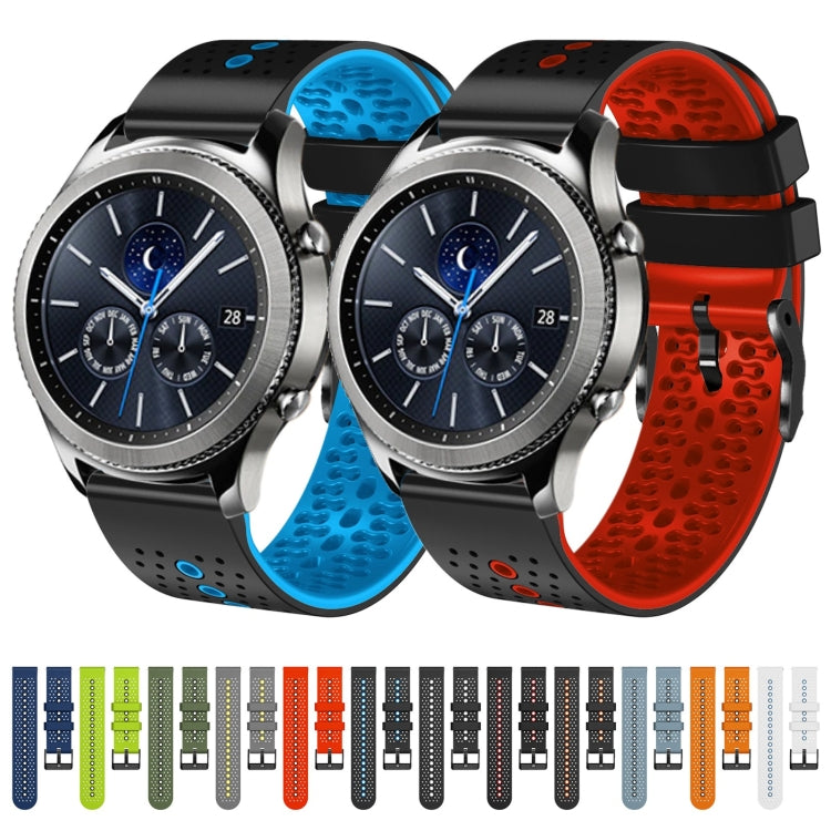 22mm Perforated Two-Color Silicone Watch Band, For Samsung Gear S3 Classic, For Samsung Gear S3 Frontier