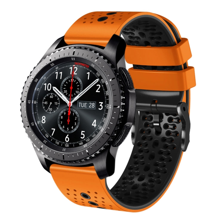 22mm Perforated Two-Color Silicone Watch Band, For Samsung Gear S3 Classic, For Samsung Gear S3 Frontier
