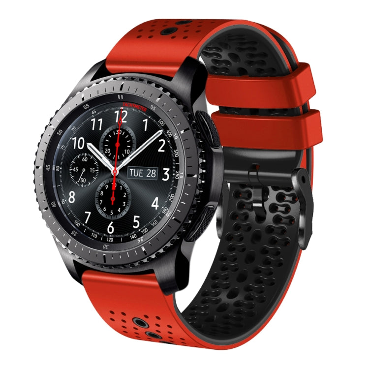 22mm Perforated Two-Color Silicone Watch Band, For Samsung Gear S3 Classic, For Samsung Gear S3 Frontier
