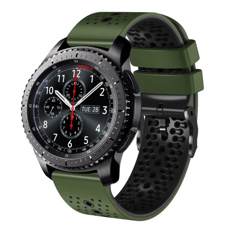 22mm Perforated Two-Color Silicone Watch Band, For Samsung Gear S3 Classic, For Samsung Gear S3 Frontier