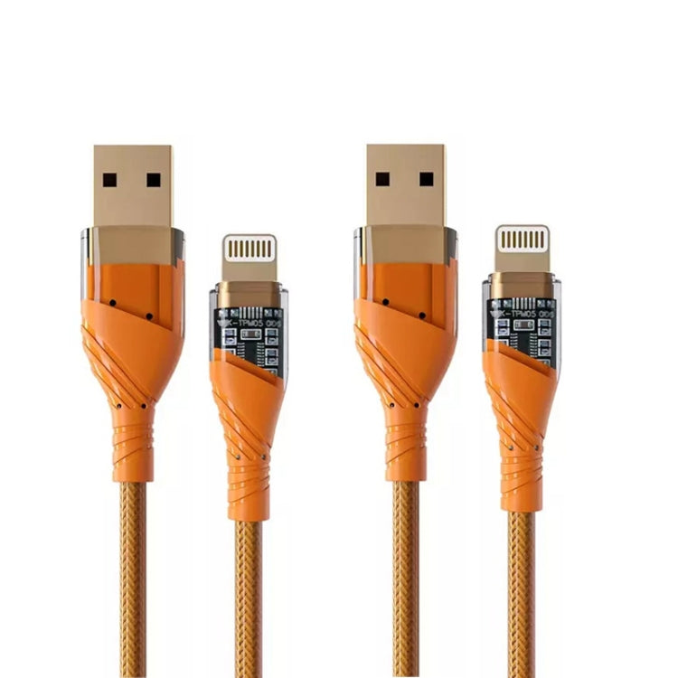 2pcs 2.4A USB to 8 Pin Transparent Fast Charging Data Cable, Length: 1m, USB to 8 Pin (2pcs)