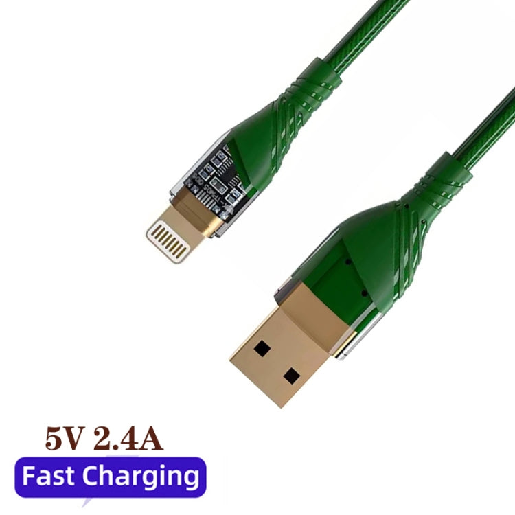 2pcs 2.4A USB to 8 Pin Transparent Fast Charging Data Cable, Length: 1m, USB to 8 Pin (2pcs)