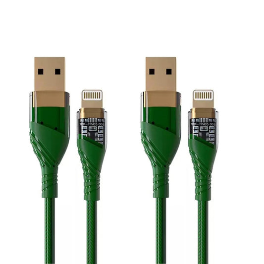 2pcs 2.4A USB to 8 Pin Transparent Fast Charging Data Cable, Length: 1m, USB to 8 Pin (2pcs)