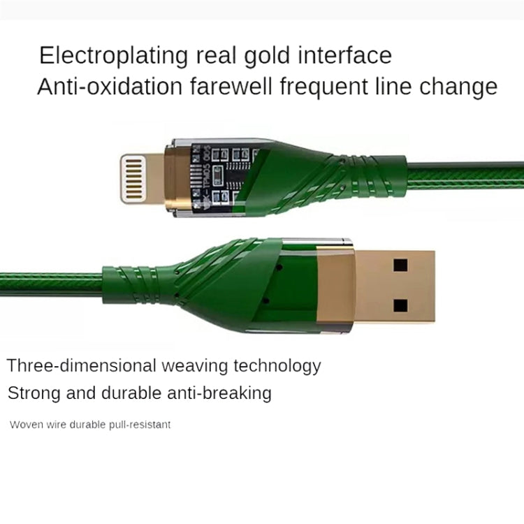 2pcs 2.4A USB to 8 Pin Transparent Fast Charging Data Cable, Length: 1m, USB to 8 Pin (2pcs)