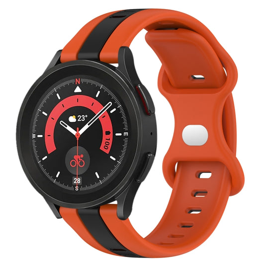 20mm Butterfly Buckle Two-Color Silicone Watch Band, For Samsung Galaxy Watch5 Pro 45mm, For Samsung Galaxy Watch4 44mm