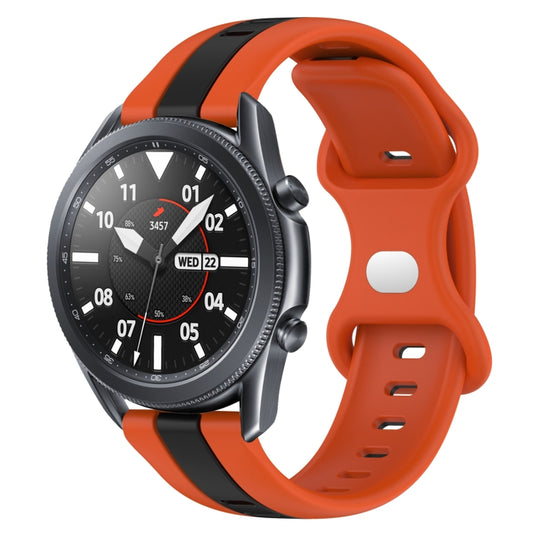 22mm Butterfly Buckle Two-Color Silicone Watch Band, For Samsung Galaxy Watch3 45mm, For Samsung Galaxy Watch 46mm
