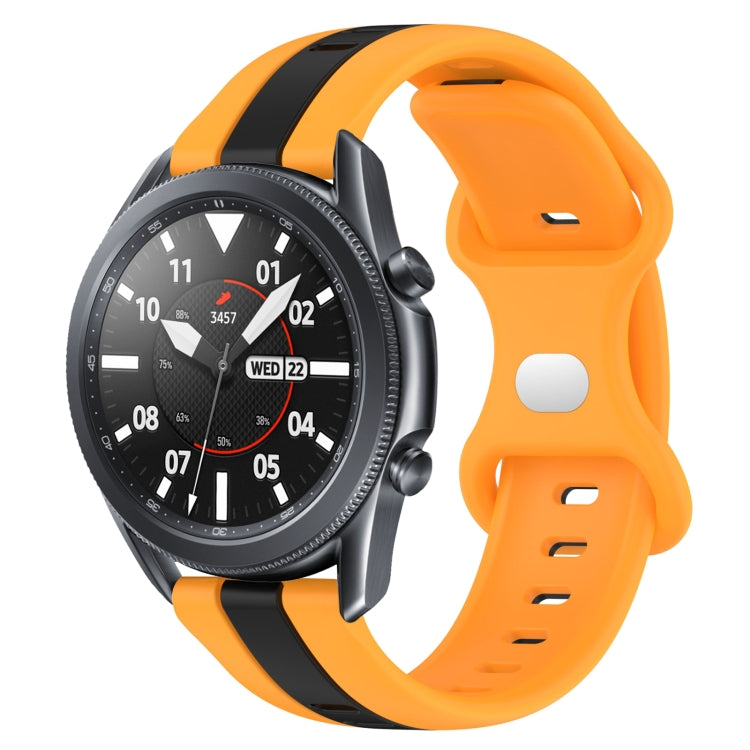 22mm Butterfly Buckle Two-Color Silicone Watch Band, For Samsung Galaxy Watch3 45mm, For Samsung Galaxy Watch 46mm