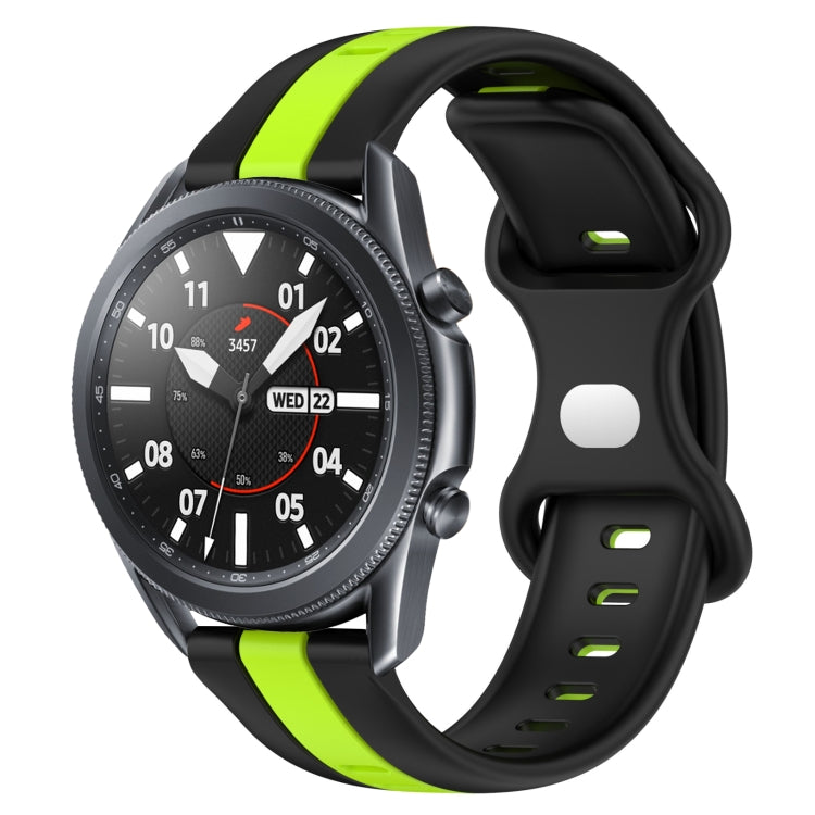 22mm Butterfly Buckle Two-Color Silicone Watch Band, For Samsung Galaxy Watch3 45mm, For Samsung Galaxy Watch 46mm