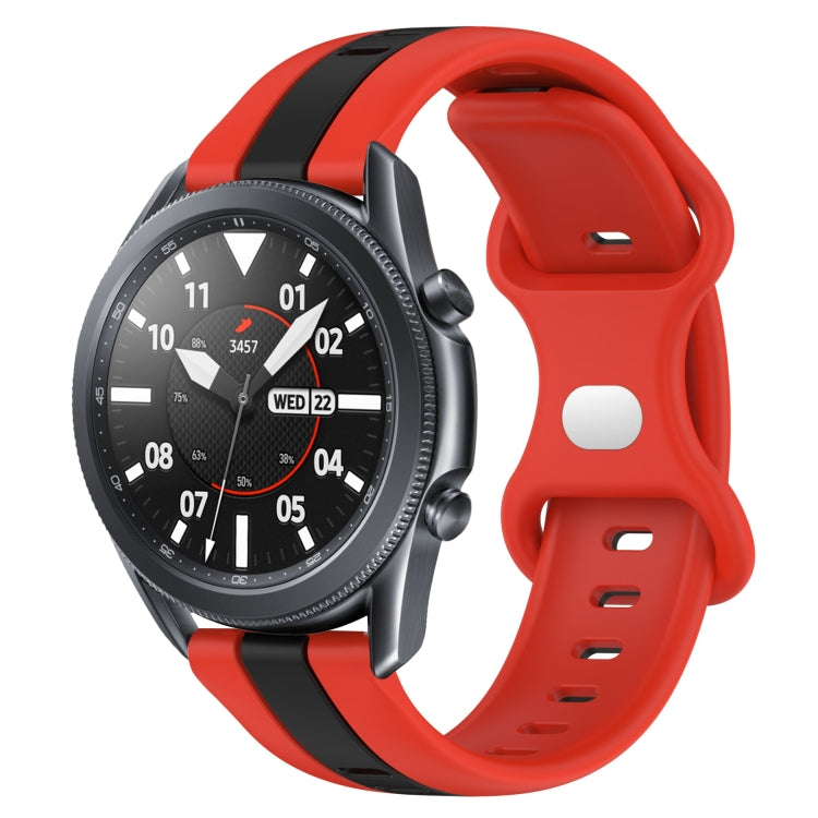 22mm Butterfly Buckle Two-Color Silicone Watch Band, For Samsung Galaxy Watch3 45mm, For Samsung Galaxy Watch 46mm