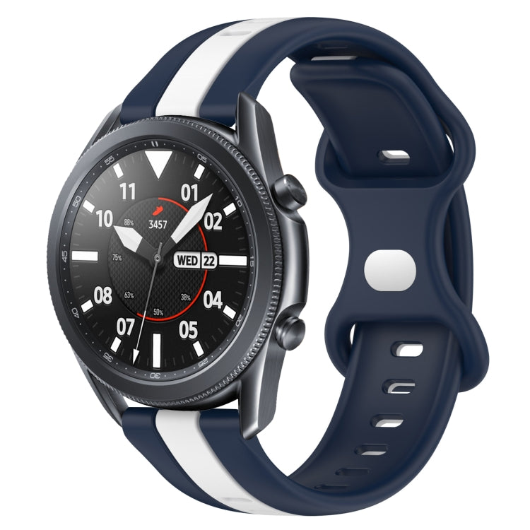 22mm Butterfly Buckle Two-Color Silicone Watch Band, For Samsung Galaxy Watch3 45mm, For Samsung Galaxy Watch 46mm