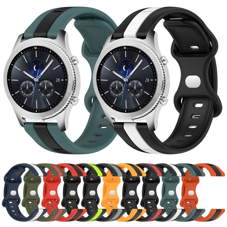 22mm Butterfly Buckle Two-Color Silicone Watch Band, For Samsung Gear S3 Classic, For Samsung Gear S3 Frontier
