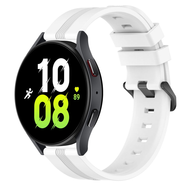 20mm Concave Striped Slicone Watch Band, For Samsung Galaxy Watch5 44mm, For Samsung Galaxy Watch 6 Classic 47mm