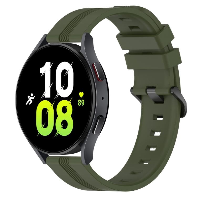 20mm Concave Striped Slicone Watch Band, For Samsung Galaxy Watch5 44mm, For Samsung Galaxy Watch 6 Classic 47mm