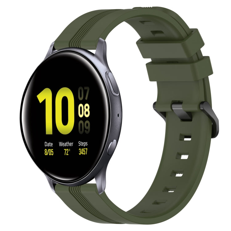 20mm Concave Striped Slicone Watch Band, For Samsung Galaxy Watch Active 2 40mm, For Samsung Galaxy Watch Active 2 44mm