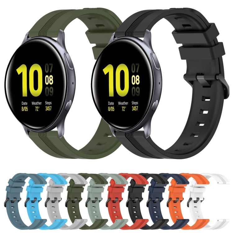20mm Concave Striped Slicone Watch Band, For Samsung Galaxy Watch Active 2 40mm, For Samsung Galaxy Watch Active 2 44mm
