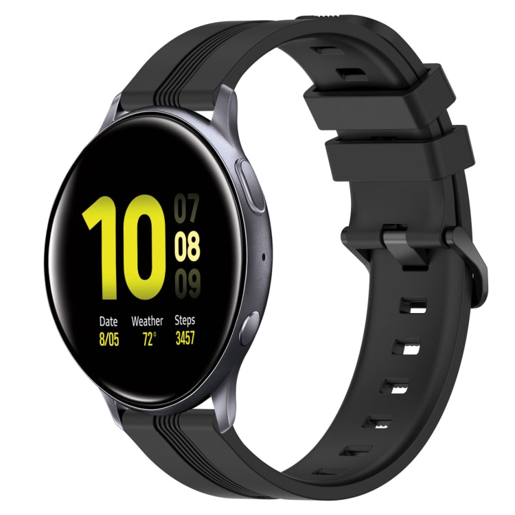 20mm Concave Striped Slicone Watch Band, For Samsung Galaxy Watch Active 2 40mm, For Samsung Galaxy Watch Active 2 44mm