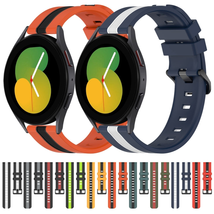 20mm Vertical Two-Color Silicone Watch Band, For Samsung Galaxy Watch5 44mm, For Samsung Galaxy Watch 6 Classic 47mm