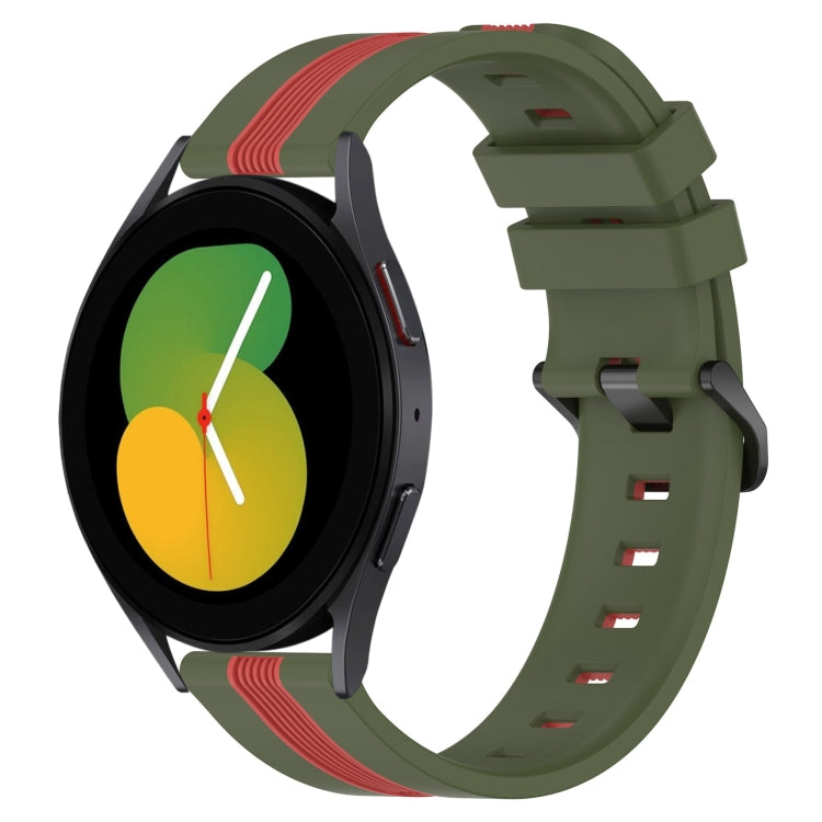 20mm Vertical Two-Color Silicone Watch Band, For Samsung Galaxy Watch5 40mm, For Samsung Galaxy Watch5 Pro 45mm