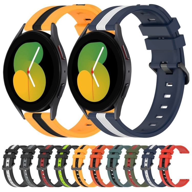 20mm Vertical Two-Color Silicone Watch Band, For Samsung Galaxy Watch5 40mm, For Samsung Galaxy Watch5 Pro 45mm