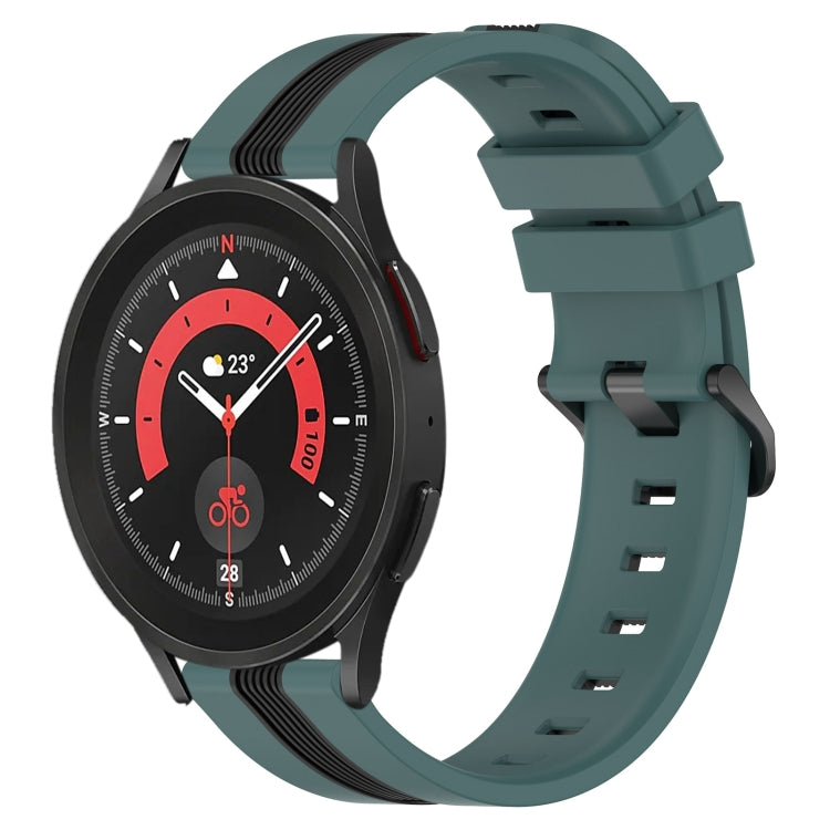 20mm Vertical Two-Color Silicone Watch Band, For Samsung Galaxy Watch5 40mm, For Samsung Galaxy Watch5 Pro 45mm