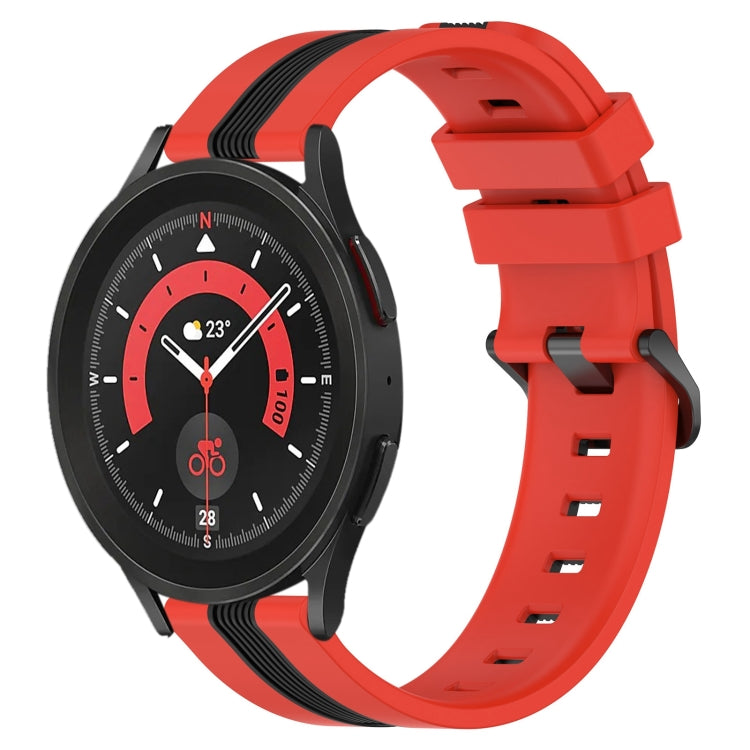 20mm Vertical Two-Color Silicone Watch Band, For Samsung Galaxy Watch5 40mm, For Samsung Galaxy Watch5 Pro 45mm