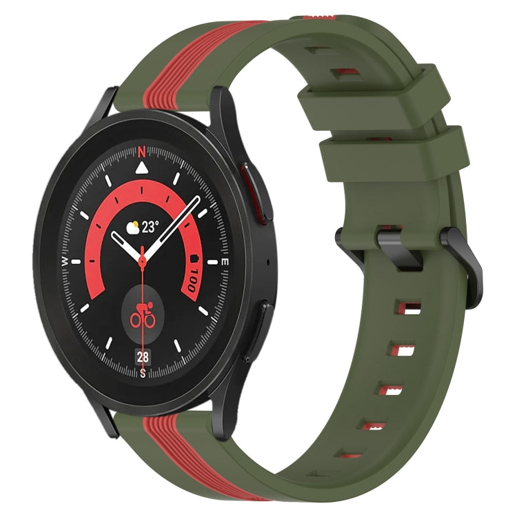 20mm Vertical Two-Color Silicone Watch Band, For Samsung Galaxy Watch5 40mm, For Samsung Galaxy Watch5 Pro 45mm