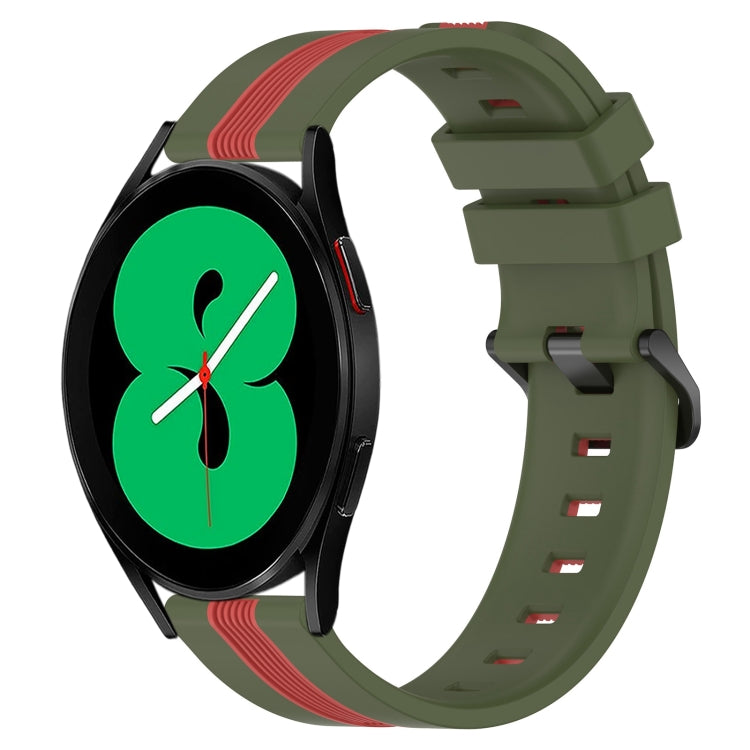 20mm Vertical Two-Color Silicone Watch Band, For Samsung Galaxy Watch4 44mm, For Samsung Galaxy Watch4 40mm