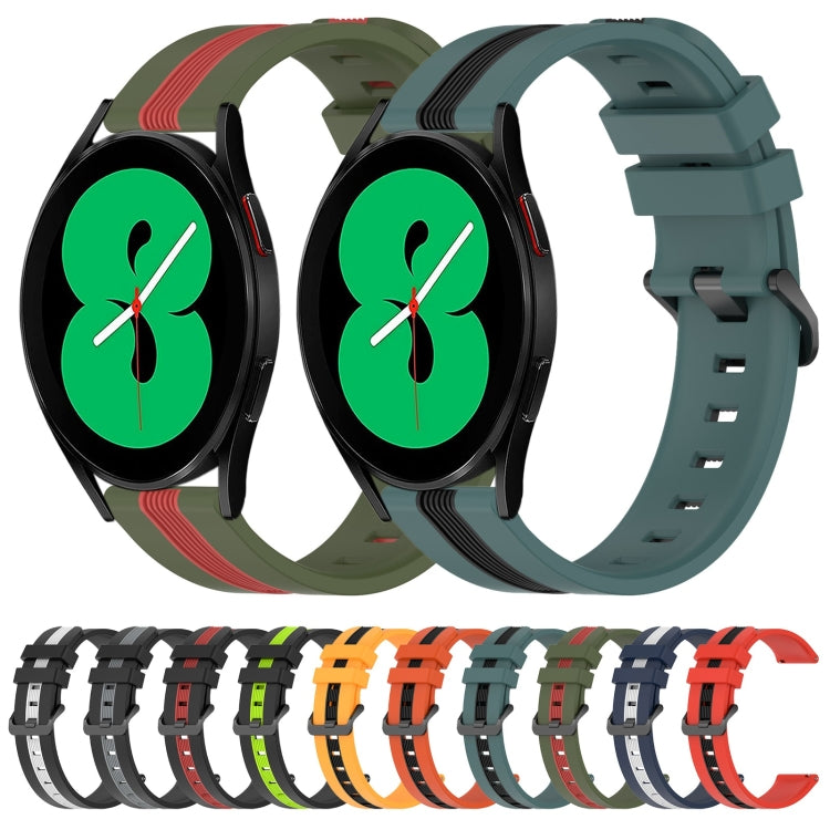 20mm Vertical Two-Color Silicone Watch Band, For Samsung Galaxy Watch4 44mm, For Samsung Galaxy Watch4 40mm