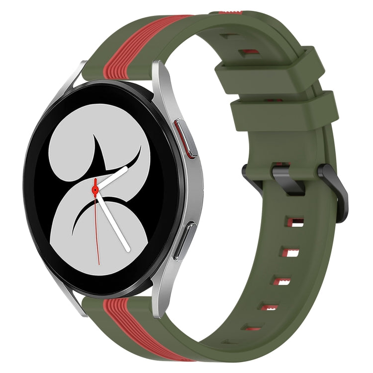 20mm Vertical Two-Color Silicone Watch Band, For Samsung Galaxy Watch4 44mm, For Samsung Galaxy Watch4 40mm