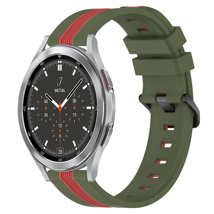 20mm Vertical Two-Color Silicone Watch Band, For Samsung  Galaxy Watch4 Classic 42mm, For Samsung  Galaxy Watch4 Classic 46mm