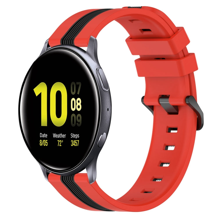 20mm Vertical Two-Color Silicone Watch Band, For Samsung Galaxy Watch Active2 40mm, For Samsung Galaxy Watch Active2 44mm