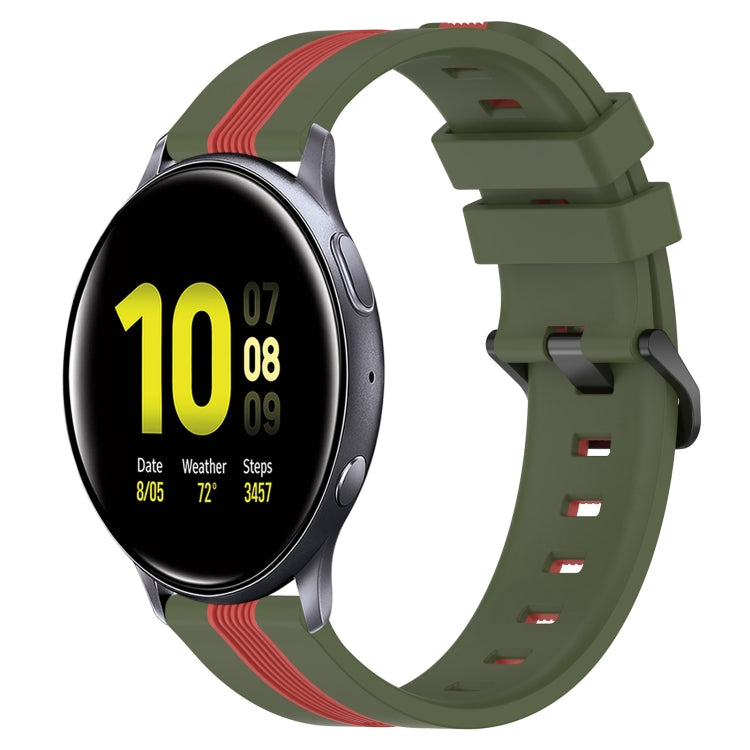 20mm Vertical Two-Color Silicone Watch Band, For Samsung Galaxy Watch Active2 40mm, For Samsung Galaxy Watch Active2 44mm