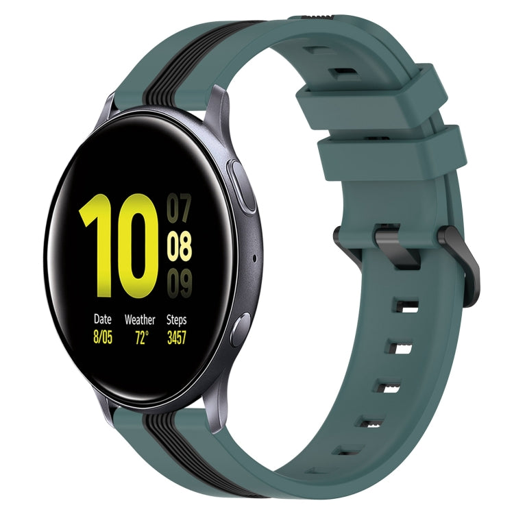20mm Vertical Two-Color Silicone Watch Band, For Samsung Galaxy Watch Active2 40mm, For Samsung Galaxy Watch Active2 44mm