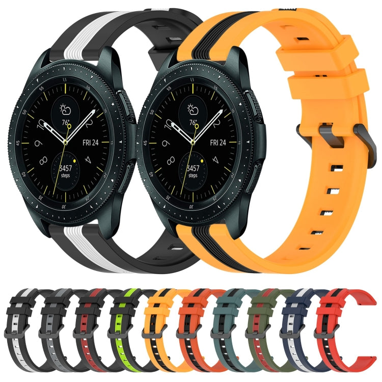 20mm Vertical Two-Color Silicone Watch Band, For Samsung Galaxy Watch 42mm, For Samsung Galaxy Watch 6 44mm