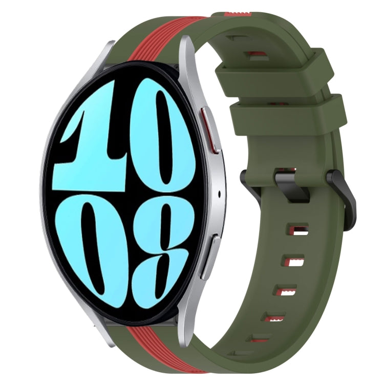 20mm Vertical Two-Color Silicone Watch Band, For Samsung Galaxy Watch 42mm, For Samsung Galaxy Watch 6 44mm