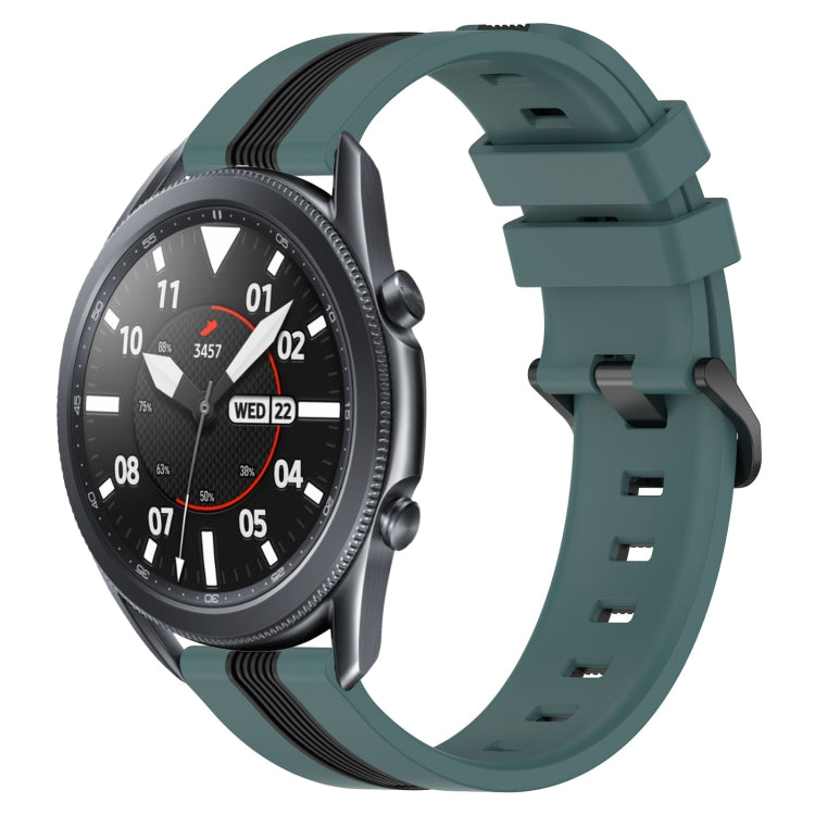 22mm Vertical Two-Color Silicone Watch Band, For Samsung Galaxy Watch3 45mm, For Samsung Galaxy Watch 46mm