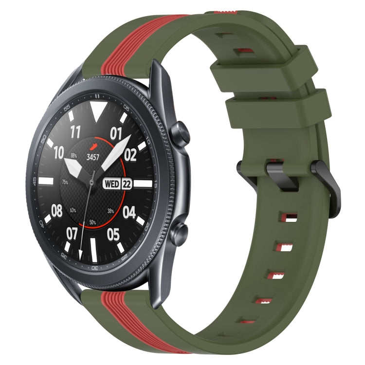 22mm Vertical Two-Color Silicone Watch Band, For Samsung Galaxy Watch3 45mm, For Samsung Galaxy Watch 46mm