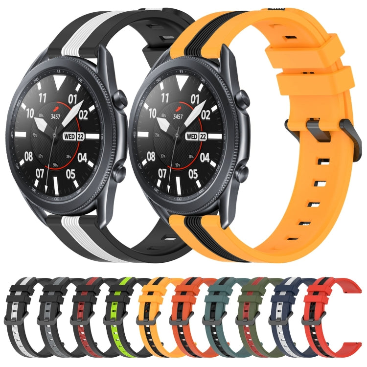 22mm Vertical Two-Color Silicone Watch Band, For Samsung Galaxy Watch3 45mm, For Samsung Galaxy Watch 46mm
