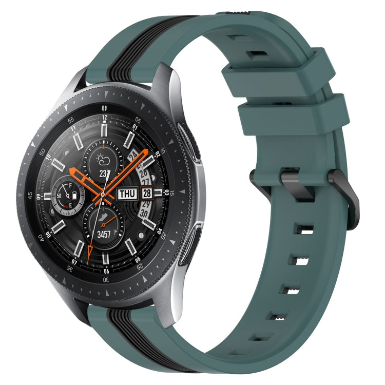 22mm Vertical Two-Color Silicone Watch Band, For Samsung Galaxy Watch3 45mm, For Samsung Galaxy Watch 46mm