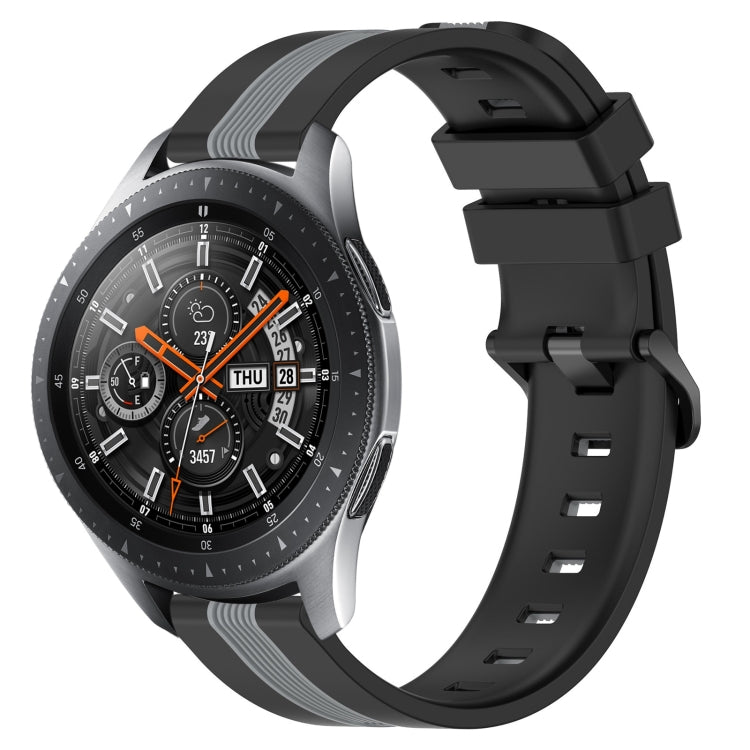 22mm Vertical Two-Color Silicone Watch Band, For Samsung Galaxy Watch3 45mm, For Samsung Galaxy Watch 46mm