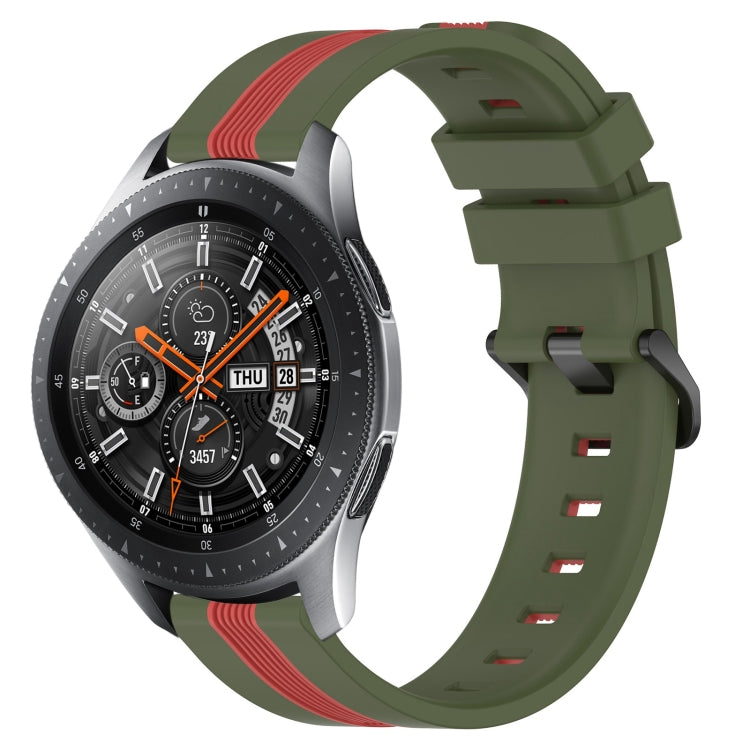 22mm Vertical Two-Color Silicone Watch Band, For Samsung Galaxy Watch3 45mm, For Samsung Galaxy Watch 46mm