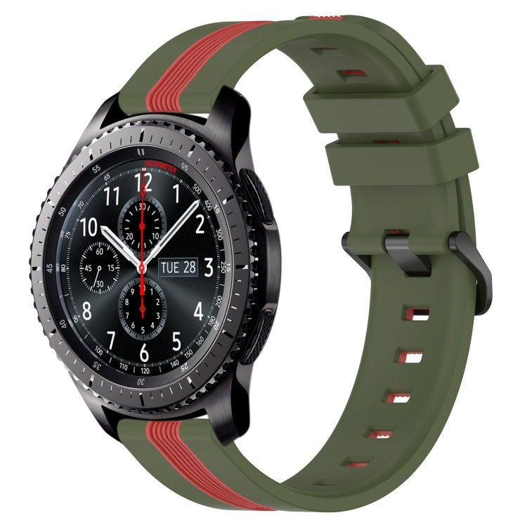 22mm Vertical Two-Color Silicone Watch Band, For Samsung Gear S3 Classic, For Samsung Gear S3 Frontier