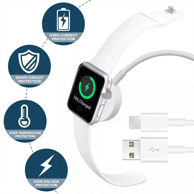 For Apple Watch Series & Phone with Type-C Port 2 in 1 USB Magnetic Charging Cable 3.93ft/1.2m, DS-XB014