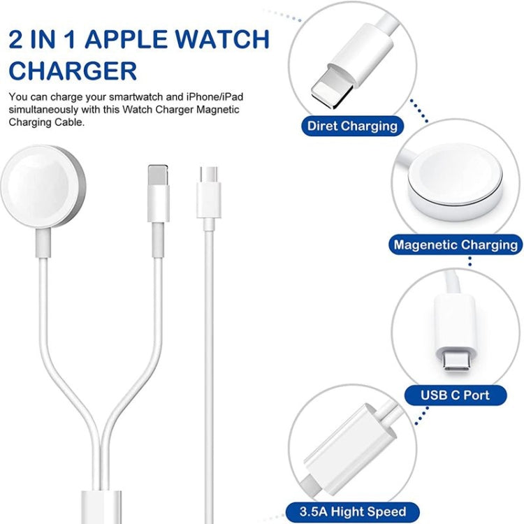 For Apple Watch Series & iPhone 2 in 1 USB Magnetic Charging Cable 1.2m, DS-XB015