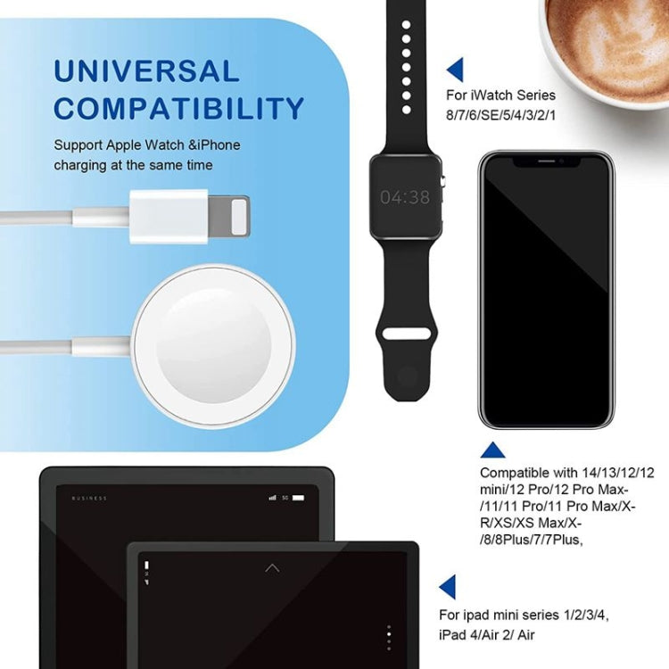 For Apple Watch Series & iPhone 2 in 1 USB Magnetic Charging Cable 1.2m, DS-XB015