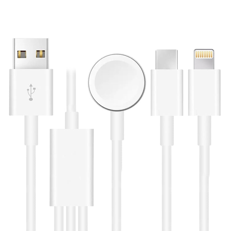 For Apple Watch Series & iPhone & Phone with Type-C Port 3 in 1 USB Magnetic Charging Cable 4ft/1.2m, DS-XB017