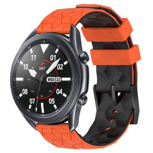 22mm Football Pattern Two-Color Silicone Watch Band, For Samsung Galaxy Watch3 45mm, For Samsung Galaxy Watch 46mm
